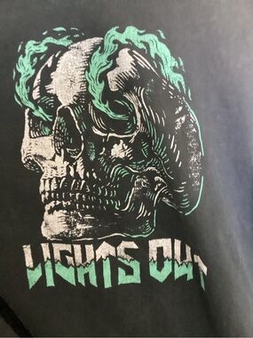 Men's Black Skull Graphic Tee with Mint Green Accents